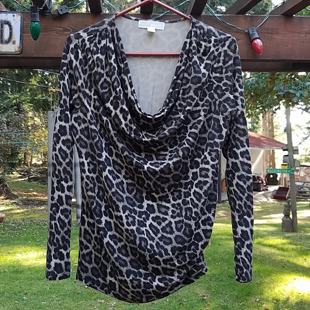 Michael Kors Leopard Long Sleeved Top - Med